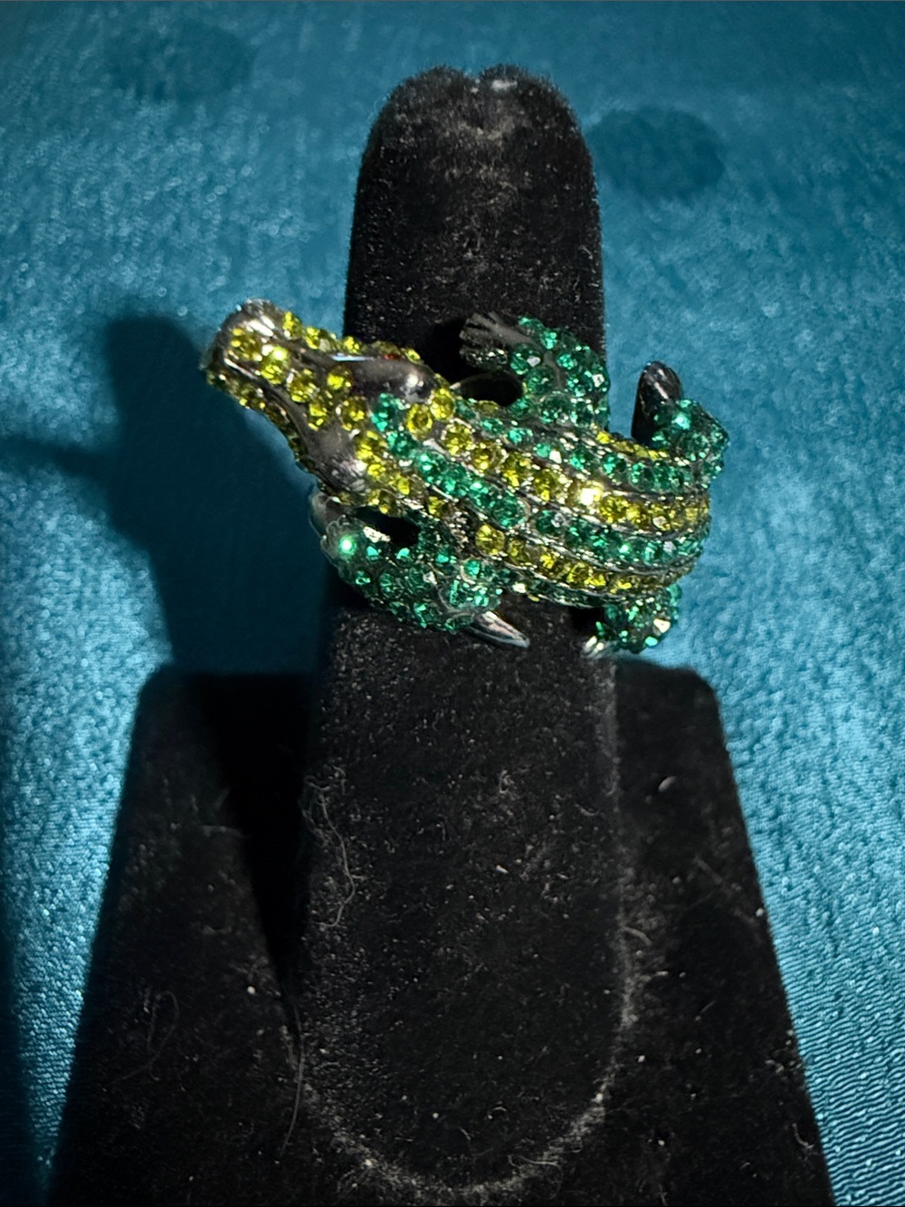 Green Crystal Alligator Ring